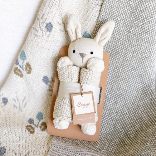 Crane Baby Cotton Baby Lovey Blanket (Ollie The Bunny) - Beige