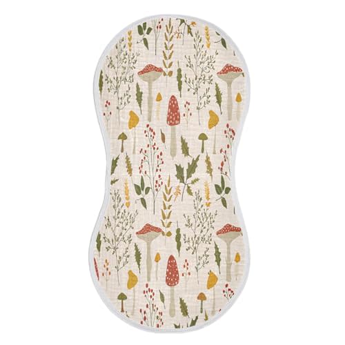 Kigai Colorful Mushroom Baby Burp Cloths Extra Soft and Absorbent Burping Rags Cotton Burping Clothes Baby Washcloths for Newborn Boys Girls Nursery Decor - 2 Pack