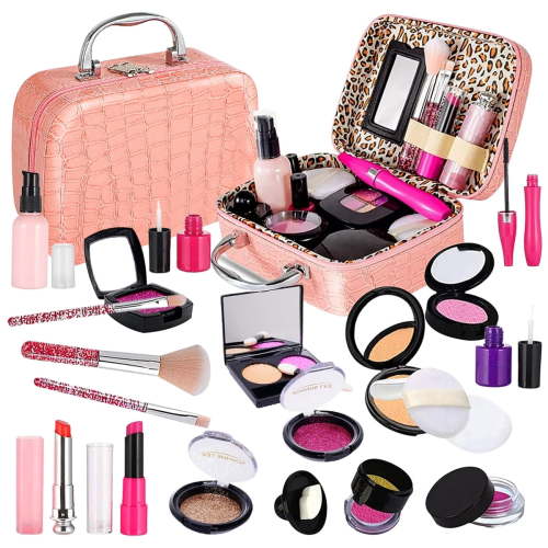 syenll 21 Pcs Toddler Pretend Makeup Kit, Role Play Set for Kids Age 3+, Educational Toys