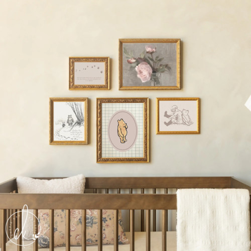 If Girl :) Winnie the Pooh Nursery Wall Art Set | Vintage Baby Girl Gallery Wall Prints | G36