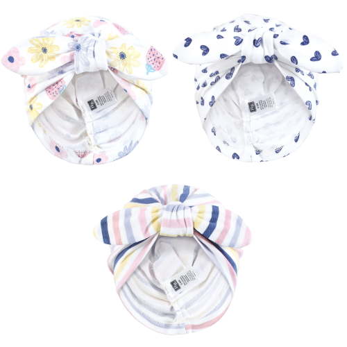 Hudson Baby Infant Girls Turban Cotton Headwraps, Flowers And Strawberries, 0-24 Months