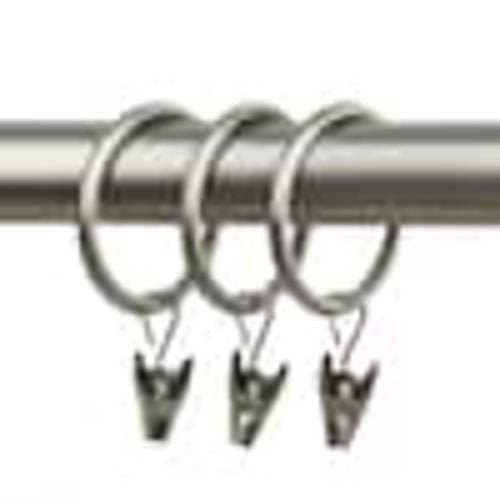 Rod Desyne Satin Nickel Curtain Rings with Clips (Set of 10) 1927-015
