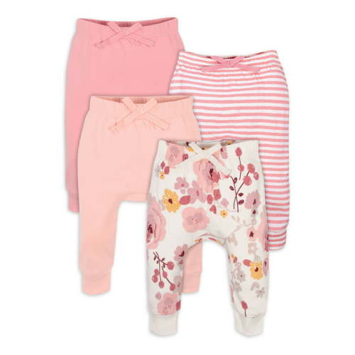 Modern Moments by Gerber Baby Girl Jogger Pants, 4-Pack (Newborn-24 Months)