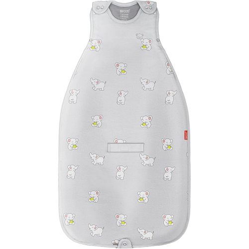 HECCEI Merino Wool & Cotton Baby Sleep Sack, All-Season 2-Way Zipper Baby Sleeping Bag, Adjustable Fit Baby Wearable Blanket (Snackyphant Grey)