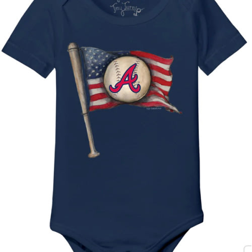 Atlanta Braves Baseball Flag Short Sleeve Snapper | Tiny Turnip