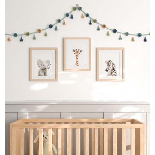 Framed Baby Safari Animals Set of 3 Nursery Art - 12x16 frame - with mat · Natural - Safari Animals Theme Prints for Baby Room – The Crown Prints