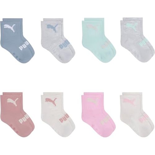 PUMA Baby 8-pack Anklet Socks, Lightweight & Comfort-toe, Footbed Gripper