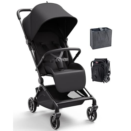 Momcozy TuckGo Ultra-Compact Travel Stroller for Toddlers, Carry-On Ready | Reclining Seat with UPF 50+ Canopy, Adjustable Leg Rest, 33 L Storage and Travel Bag Included