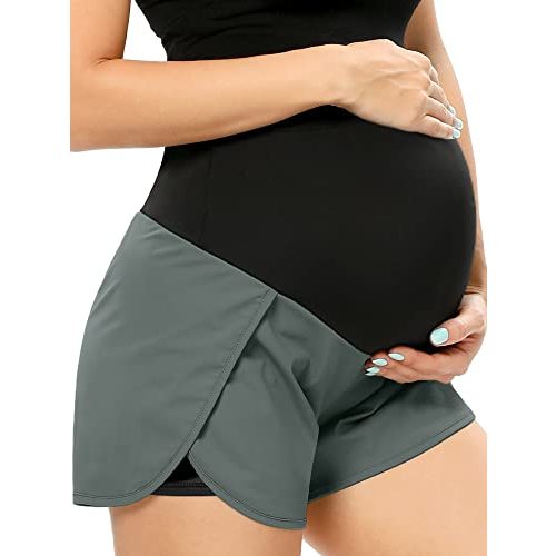 POSHGLAM Women‘s Maternity Shorts Over Belly Workout Running Casual Summer Pregnancy Shorts