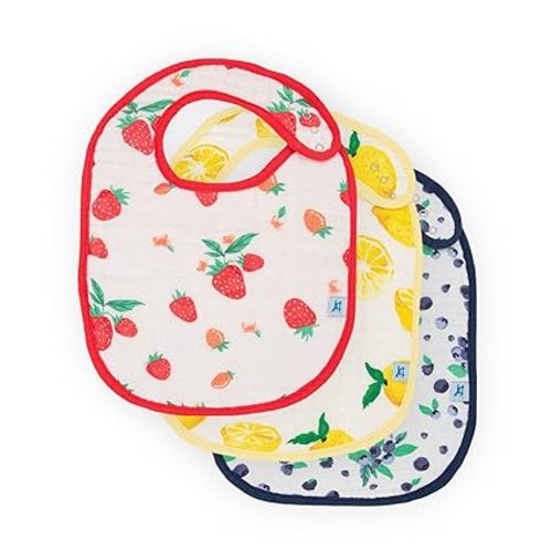 Little Unicorn Muslin Baby Bibs | Adjustable as Baby Grows | Soft Absorbent Muslin Fabric | For Eating, Drooling, Teething (Berry Lemonade)