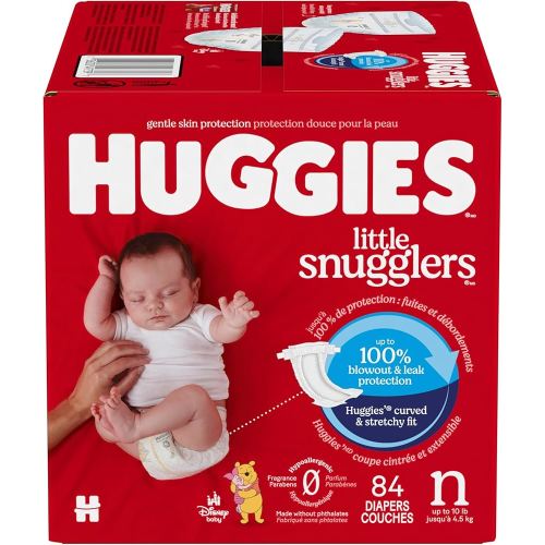 Huggies Size Newborn Diapers, Little Snugglers Baby Diapers, Size Newborn (up to 10 lbs), 84 Count, Packaging May Vary