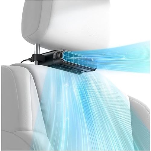 Bicboz Car Seat Fan with Seatback Cooling Airflow for Driver & Back Seat Passengers, 3-speed Quiet USB Backseat Fan for Baby Rear Facing, Headrest Carseat Fan for Infant, Kids & Dogs