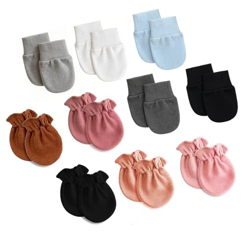 10 Pairs Baby Mittens Newborn No Scratch, Baby Gloves Soft Cotton, Infant Mittens for Newborn Baby Girls Boys 0-6 Months, Newborn Essentials Must Haves