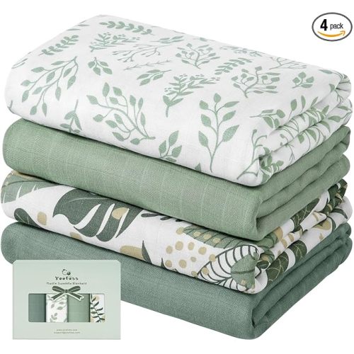 Yoofoss Muslin Swaddle Blankets, Organic Baby Blankets, 47 x 47 Inches Receiving Blanket for Baby Boys and Girls, Baby Essentials for Newborns Soft Breathable