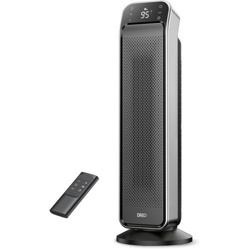 DREO Space Heater Indoor, 25" 11.5ft/s Fast Portable Room Heater with Remote and Thermostat, 3 Modes, Overheating & Tip-Over Protection, Electric Heaters for Indoor Use Large Room, Bedroom, Silver
