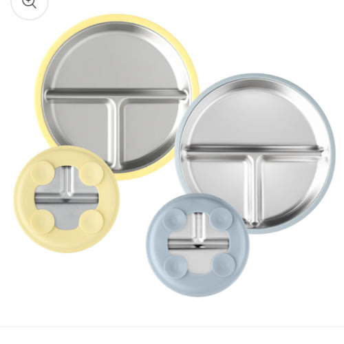 Stainless Steel Plate Set of 2 (Butter Yellow & Baby Blue)