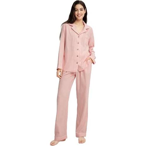 Womens Muslin Pajama Set 100% Cotton Double Gauze Linen Like