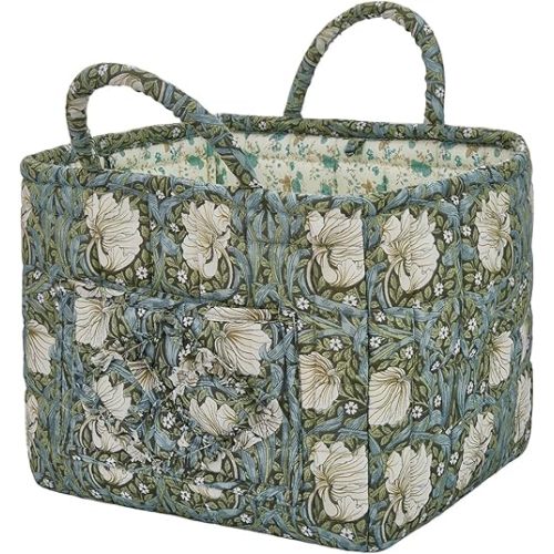 Car Storage Basket for Back Seat, Aesthetic Fabric Storage Basket for Clothes, Diapers & Toys, Multi-Purpose Quilted Basket - Boho Organizer Tote for Home, Travel & Picnic (E)