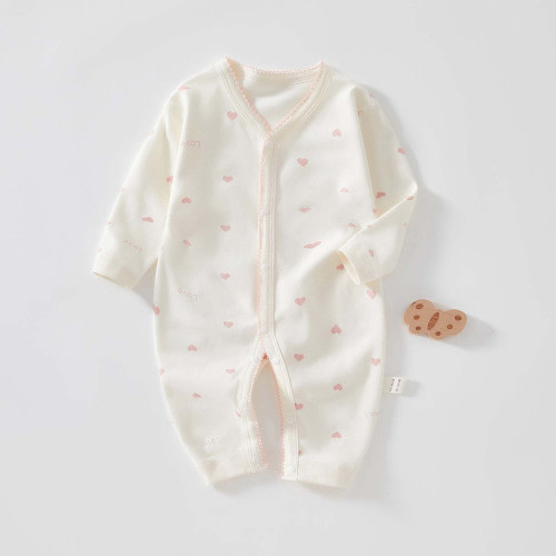 AherBiu Baby Girl Clothes Long Sleeve Cotton Newborn Onesie Button up Crewneck Open Leg Rompers Jumpsuit