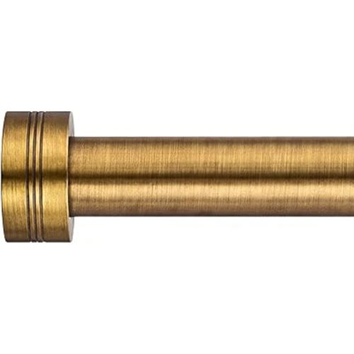 Antique Brass Curtain Rod for Windows 18 to 88 Inches,1 Inch Adjustable Drapery Pole,Heavy Duty Outdoor/Indoor Modern Curtain Rods,Easy Installation(Antique Brass 18"-88")