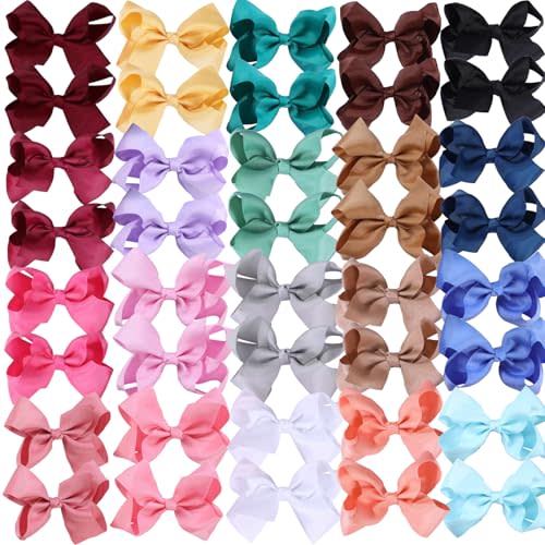 40PCS Hair Bows for Girls,Hand-made Grosgrain Ribbon Hair Bow Alligator Clips Hair Accessories for Toddlers Baby Girls Kids Teens in Pairs