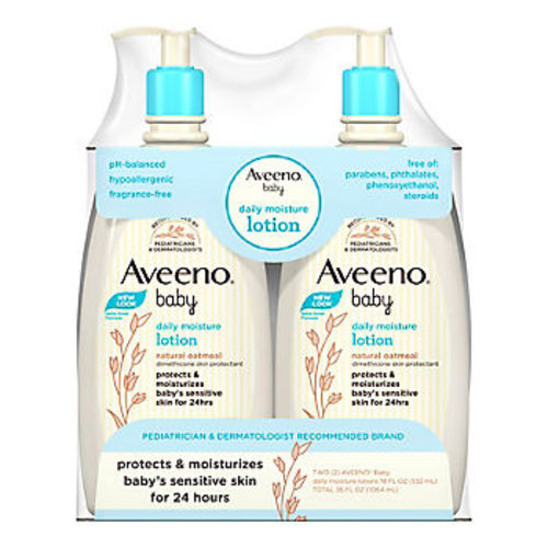 Aveeno Baby Daily Moisture Lotion, For Delicate Skin, Fragrance Free, 2 pk./18 fl. oz