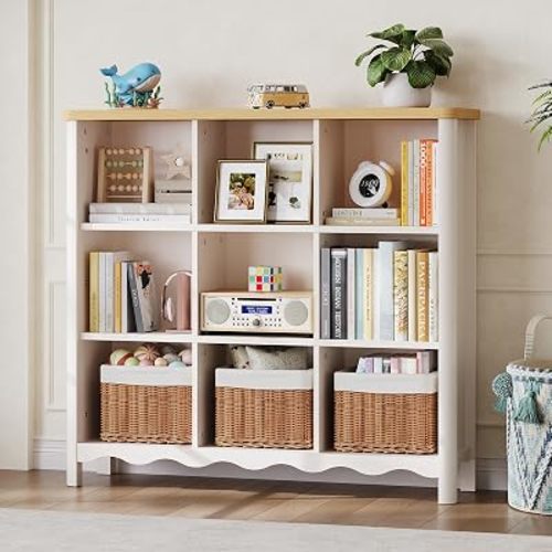 ONBRILL 9 Cube Bookcase, Bookshelf and Toy Storage Organizer for Kids Rooms