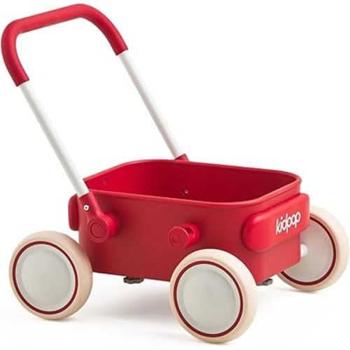 PULA Baby Push Walker with Wheels Toddler Wagon for First Learner Baby Toys 6-12 Months, 1 Year Old Birthday Gifts, Indoors and Outdoors (Red)