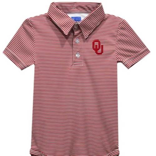 Vive La Fete Oklahoma Sooners Baby CRIMSON Pencil Stripe Polo Romper - 642589722