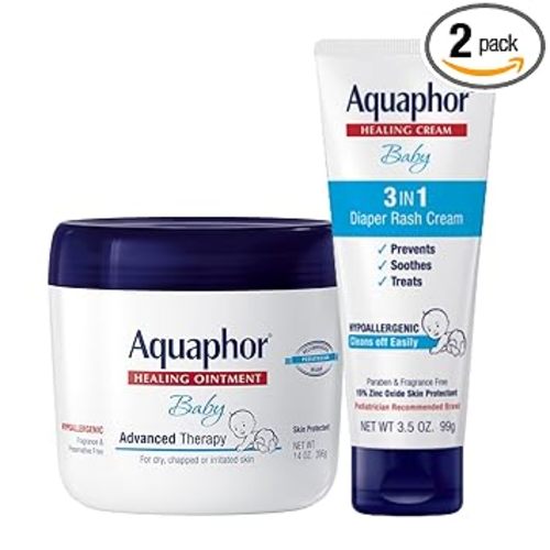 Aquaphor Baby Skin Care Set for Babies, Variety Pack, 2 Items | Baby Healing Ointment (14 OZ), 3-in-1 Diaper Rash Cream (3.5 OZ), Hypoallergenic and Fragrance Free
