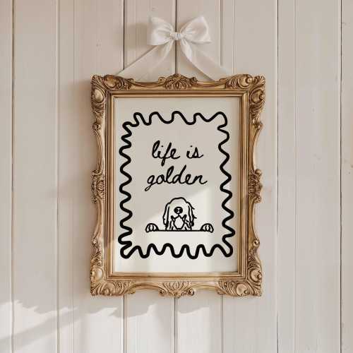 Golden Retriever Art Life Is Golden Print Golden Retriever Wall Art Dog Wall Art Golden Retriever Nursery Art Prints Golden Lover Art Gift