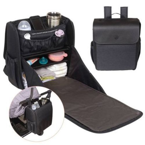 Lulyboo Diaper Bag/Changing Station with Removable Stroller Cady - Black