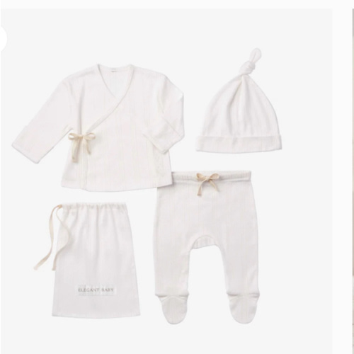 White Organic Cotton Pointelle Layette 3 Pc Gift Set