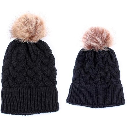 Yinuoday 2PCS Mother&Baby Hat Parent-Child Hat Family Matching Cap Winter Warmer Knit Wool Beanie Ski Cap