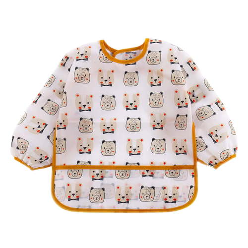 Baby Boy Bibs Baby Boys Girls Long Sleeve Cartoon Prints Soft Bibs Baby Care Boy Bibs Brown 12 Months-24 Months