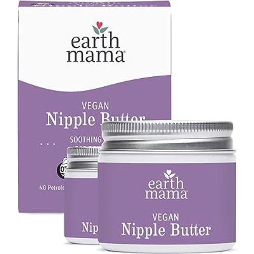 Earth Mama Vegan Nipple Butter | Cruelty-Free Breastfeeding Cream for Nursing Mamas | NO Lanolin, 2-Ounce (2-Pack)