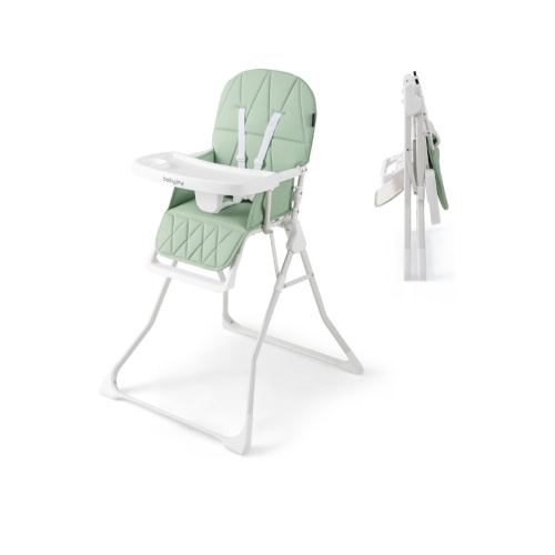 BABY JOY Foldable High Chair, Portable Highchairs for Babies and Toddlers with 3-Position Adjustable Tray & Footrest, Removable Seat Cushion, 5-Point Safety Harness, Space Saving Design (Gray)