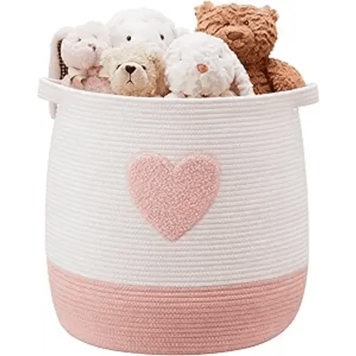 65L Pink Baby Laundry Basket for Nursery Kids Girls Blanket Basket Blush Pink Hamper for Girls Large