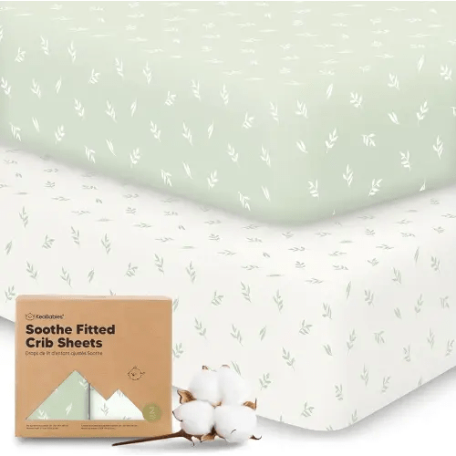 KeaBabies 2-Pack Organic Crib Sheets for Boys, Girls - 52x28 Fitted Crib Mattress Sheet Neutral, Breathable Jersey Cotton Cover for Baby Bed, Toddler Mattress, Soft & Cute Prints (Herb)