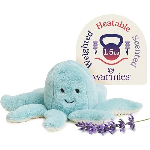 warmies Microwavable & Weighted Stuffed Animals, Octopus - Heated Stuffed Animal Plushie for Warmth & Comfort - Cute Soft Plush Toys for Adults & Children (Boys, Girls, Babies & Toddlers)