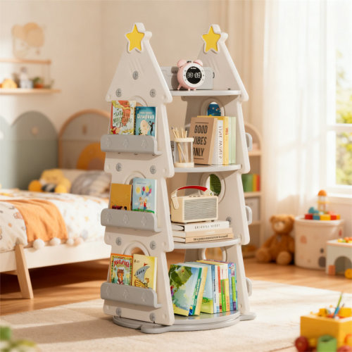 Latitude Run® 47.9" H X 19.9" W Kids Bookshelf, 360° Rotating Bookshelf, Corner Bookcase | Wayfair