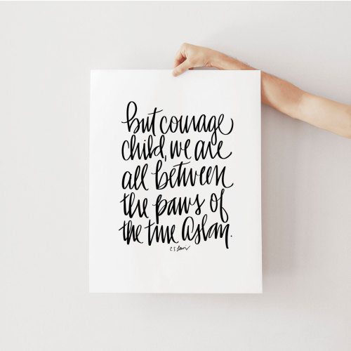 Aslan Narnia Art Print: CS Lewis Quote, Literary Nursery Decor