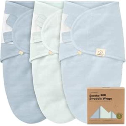 3-Pack Organic Swaddles for Newborns Sleep Sacks – Baby Swaddles 0-3 Months, Newborn Swaddle Wrap, Infant Wearable Blanket, Baby Sleep Sack Girls, Boys, Soft & Snug, Large Hook & Loop Closure(Glacier)