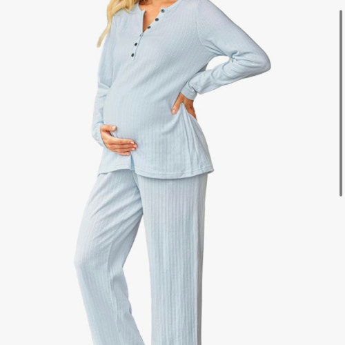 OUGES Women's Maternity Nursing Pajamas Sets Pregnancy Delivery Lounge Pjs