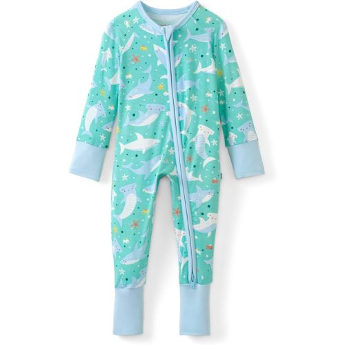 Little Sleepies Pajamas for Baby Boys & Girls, Viscose from Bamboo Baby Pajamas, Snug Sleeper, Toddler PJs, 2-Way Zipper, Shark Soiree, Newborn