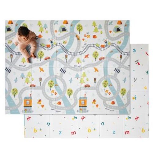 Nuby Reversible Baby Playmat Soft Lightweight Foam Foldable - Car/Tracks