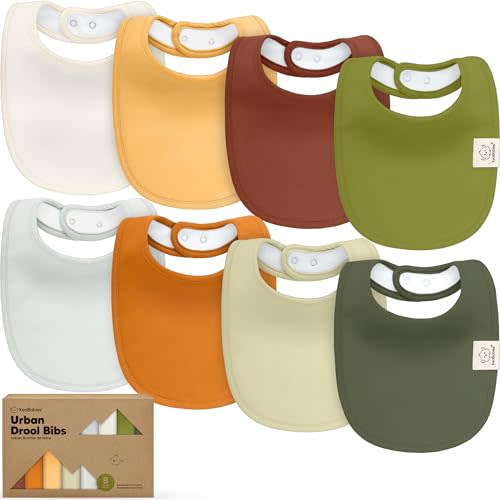 8-Pack Organic Baby Bibs for Boys, Girls - Soft Cotton Drooling and Teething Bibs for Baby Girl & Boy, Extra Absorbent, Easy To Clean & Put On for Toddler, Newborn, Infant 0-24 Months (Sahara)