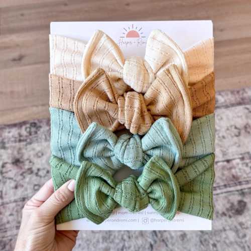 Newborn / Baby Headbands, Oversized Bow or Top Knot Options (Cream, Caramel, Mint Blue Green, Green Pointelle)