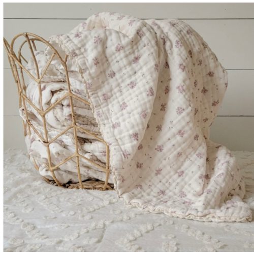 Evie Floral QUILTED 6 Layer Gauze Blanket
