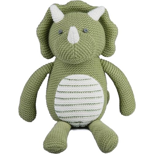 100% Organic Cotton Baby Stuffed Animals | 7.1" Green Dinosaur Plush for Newborn